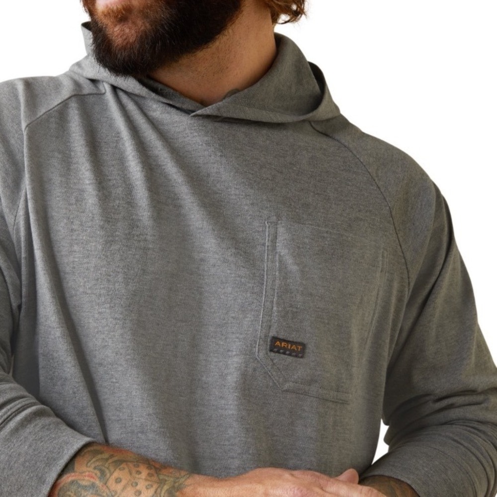 Ariat Rebar Mens Gray Cotton Blend Long Sleeve Pocket Hoodie L